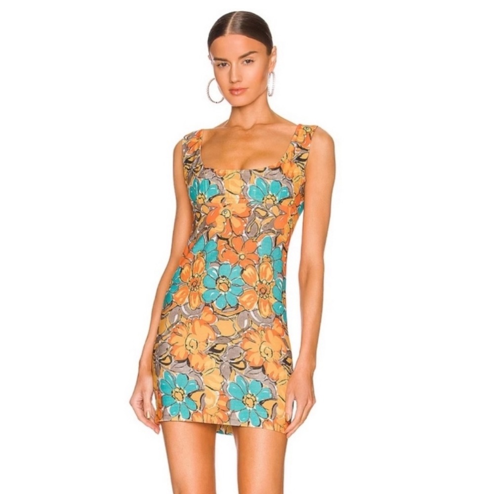 Miaou Vivi Dress Parisian Flower Orange Mini New With Tags Size XS